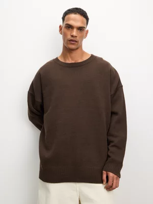 The FIX Men's  Brown Oversized Patch Sweater