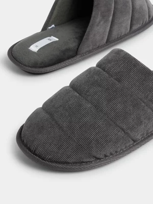 Jet Men's Grey Corduroy Mule Slippers
