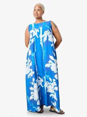 Women's Me&B Blue Floral Stencil Holiday Maxi Dress