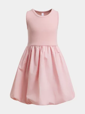 Exact Younger Girl's Pink Rib Combo Bubble Dress