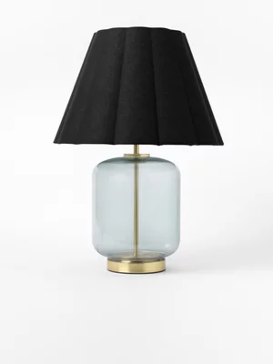 Smoke Glass Scalloped Shade Table Lamp 46cm