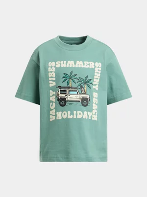 Exact Older Boy's Green Graphic Print T-Shirt