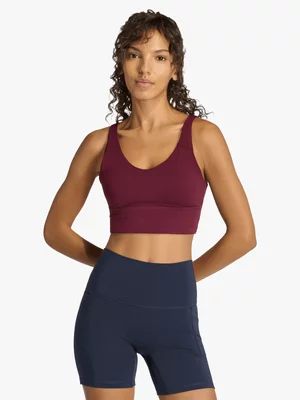 adidas Womens 3-Stripes Studio All Me Maroon Sports Bra
