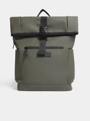 Relay Jeans Men's Rubberised Foldover Green Backpack 