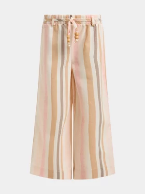 Exact Younger Girl's Orange & Pink Striped Pants