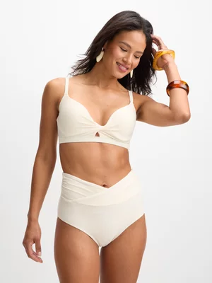 Jet Women's Off White Ribbed Bikini Top