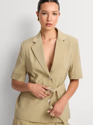 Belted Short Sleeve Blazer 