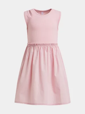 Exact Younger Girl's Pink Rib Combo Dress