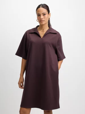 Exact Women's Brown Soft Touch Collar Dress 