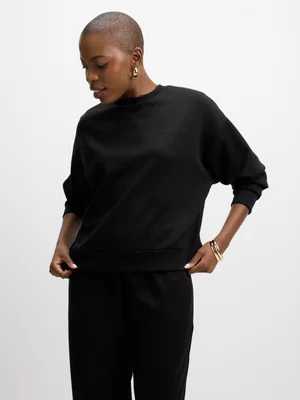Jet Women's Black Basic Scuba Crewneck