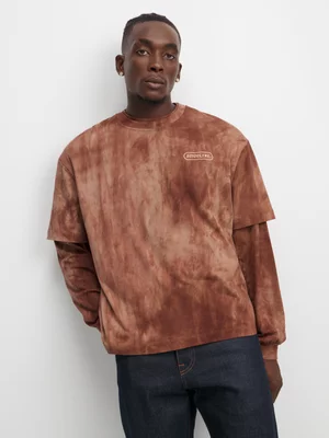 Socioculture Men's Boxy Twofer Brown T-shirt