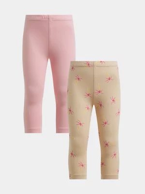 Exact Younger Girl's Pink & Natural 2-Pack Leggings