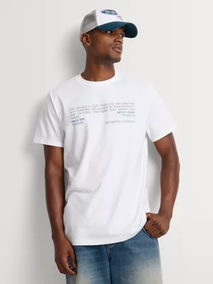 Relay Jeans Men's Regular Fit White Graphic T-Shirt