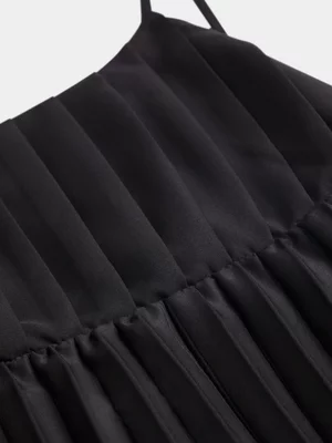 The FIX Women's Black Pleated Maxi Dress 