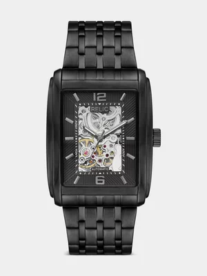 Relic By Fossil Allen Black Plated  Automatic Bracelet Watch