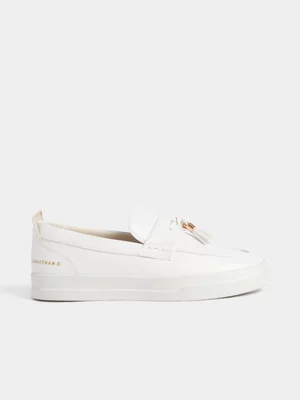 Jonathan D Men's Tassel White Loafer