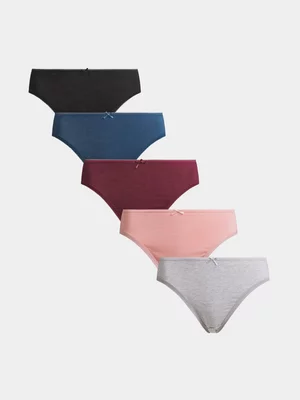 Jet Women's 5 Pack Plain High Cut Panties