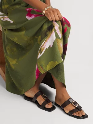 Buckle Detail Slip On Sandals