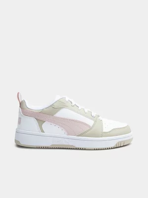 Junior Puma Rebound V6 White/Pink Sneaker
