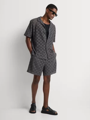 Markham Men's Crochet Charcoal Co-ord Short