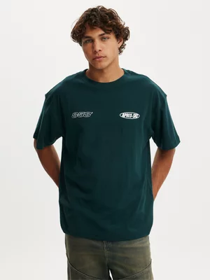 Men's Cotton On Green Box Fit Graphic T-shirt
