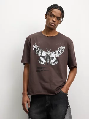 The FIX Men's Chocolate Brown Moth Graphic Top