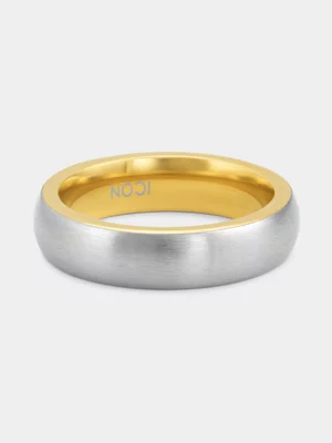 Gold Plated Stainless Steel Brushed Dome Two-tone Ring