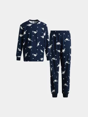 Exact Younger Boy's Navy Dino Print Sleepwear Set