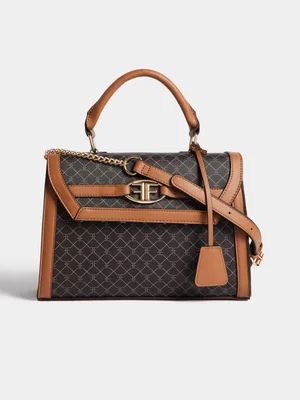 FF Monogram Print Top Handle Bag