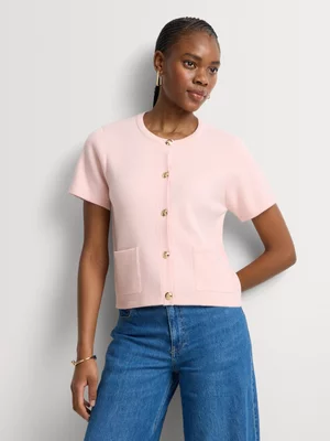 Short Sleeve Button Detail Cardigan