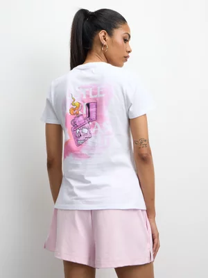 Redbat Women's White Graphic T-Shirt