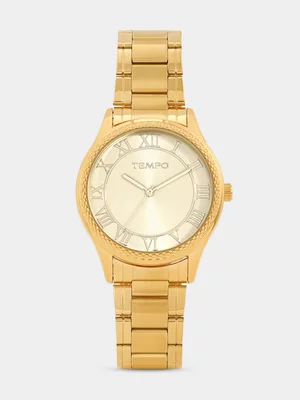 Tempo Gold Plated Champagne Dial Bracelet Watch
