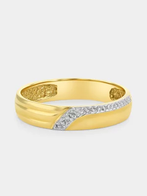 Yellow Gold Diamond Dipping Diagonal Strokes Ring