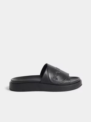 Fabiani Men's Black Tonal Logo Slides