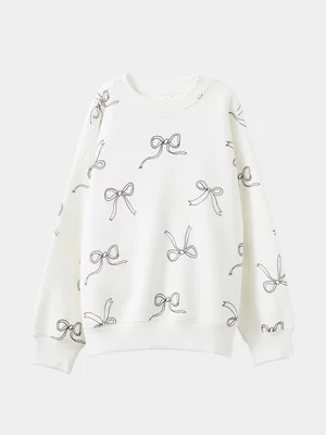 Cotton On Kids Girl White Sammy Oversized Crew Sweater