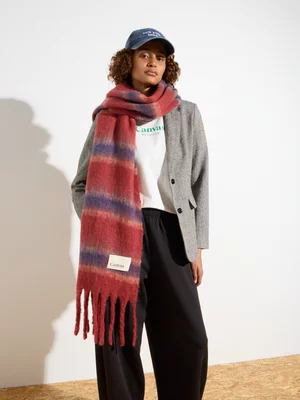 Women's Canvas Chunky Scarf Rust & Navy Stripe
