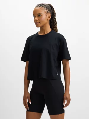 Womens APX Cropped Black Tee