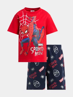 Jet Younger Boys Spiderman Red & Navy Short PJ Set