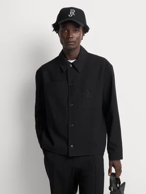 Markham Men's Smart Embroidered Black Shacket