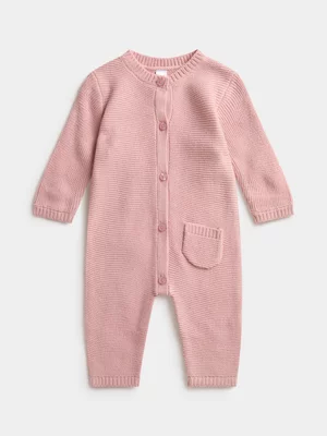 Jet Baby Girls Pale Mauve Knit Long Sleeve Romper