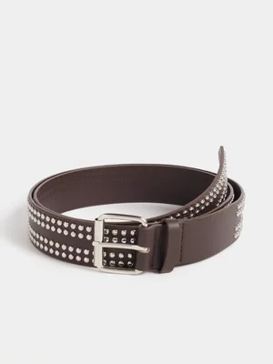 Exact Women's Brown Studded Belt 
