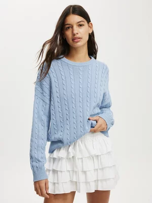 Women's Cotton On Blue Cotton Crew Neck Pullover