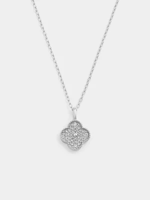 Sterling Silver Lab Grown Diamond Pavé Clover Pendant