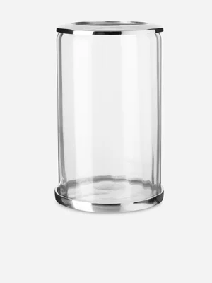 Chrome Detail Soft Lines Vase 25.5 x 15.25cm