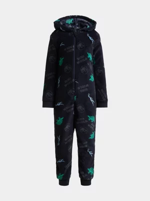 Jet Younger Boys Navy Dino Aop Onesie