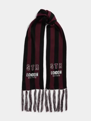 The FIX Women's Black & Burgundy Striped Scarf