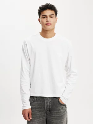 Men's Cotton On White Cropped Fit Long Sleeve Top