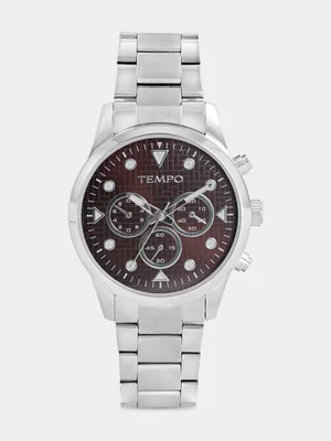 Tempo Silver Plated Brown Dial Bracelet Watch