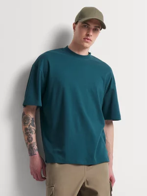Relay Jeans Men's Scattered Print Oversized Petrol Blue T-Shirt