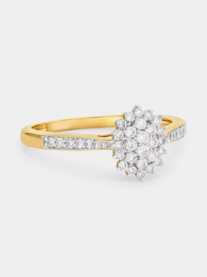 Yellow Gold 0.3ct Lab Grown Diamond Oval Cluster Ring 